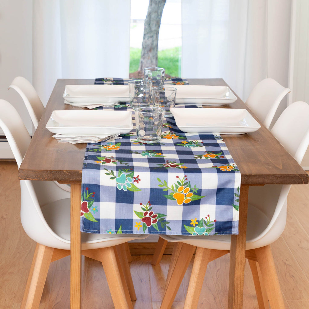 Patterned Table Runner - turquoise patterned and checkered dog prints