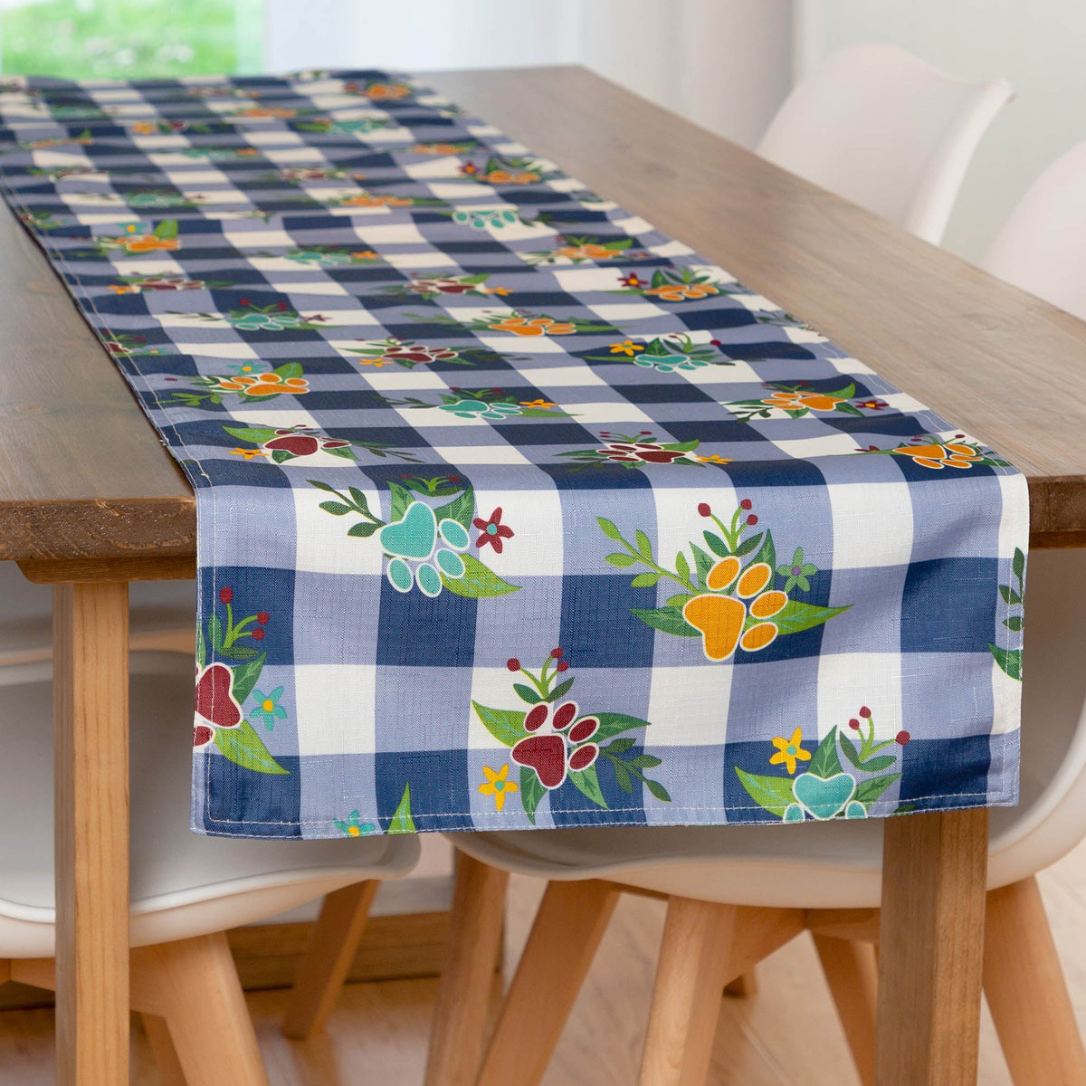 Patterned Table Runner - turquoise patterned and checkered dog prints