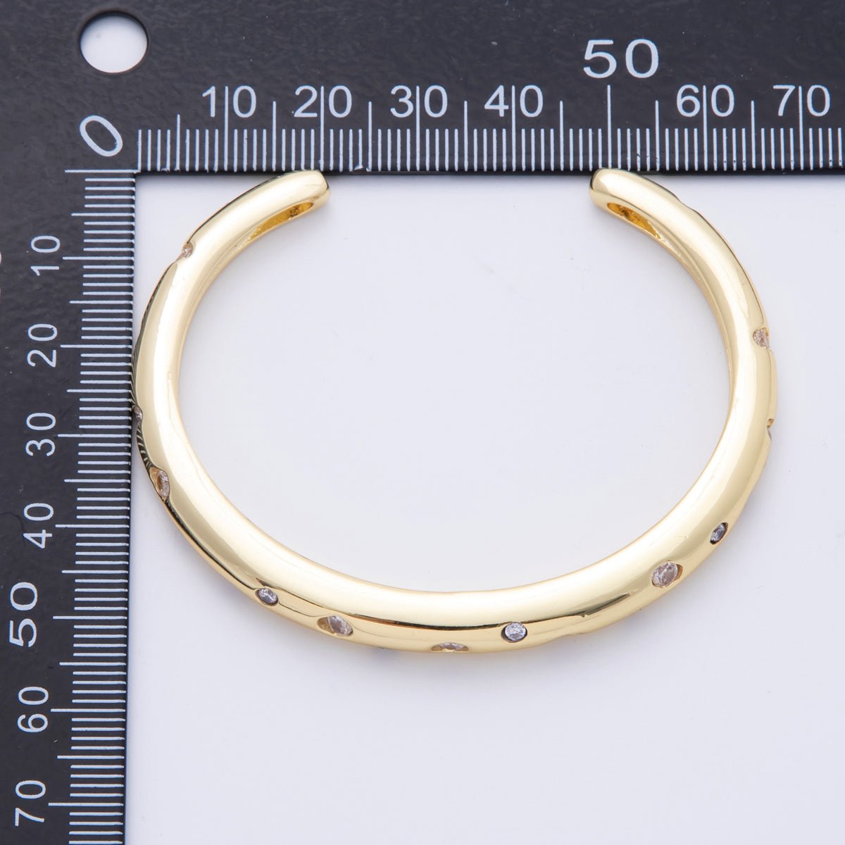 14K Gold Filled Clear CZ Dotted Cuff Bracelet | WA-01691