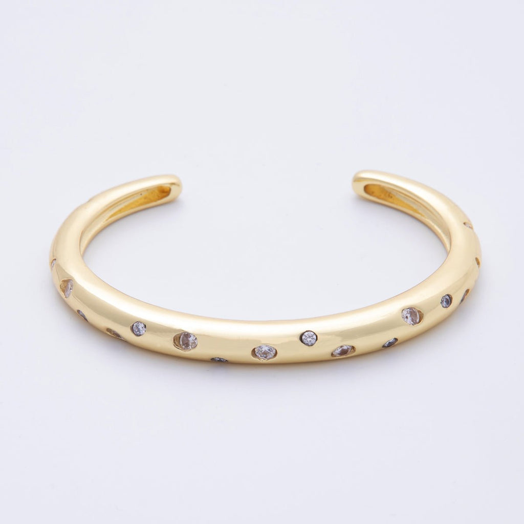 14K Gold Filled Clear CZ Dotted Cuff Bracelet | WA-01691