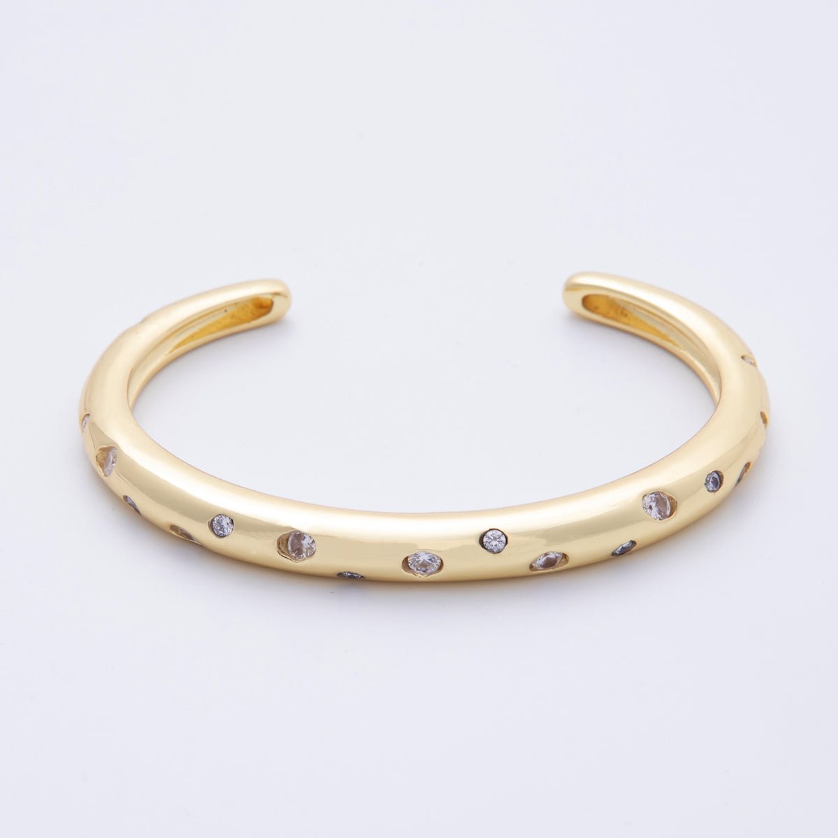 14K Gold Filled Clear CZ Dotted Cuff Bracelet | WA-01691