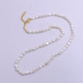 14K Gold Filled Ringed Freshwater Pearl 14 Inch Layering Necklace w. Extender