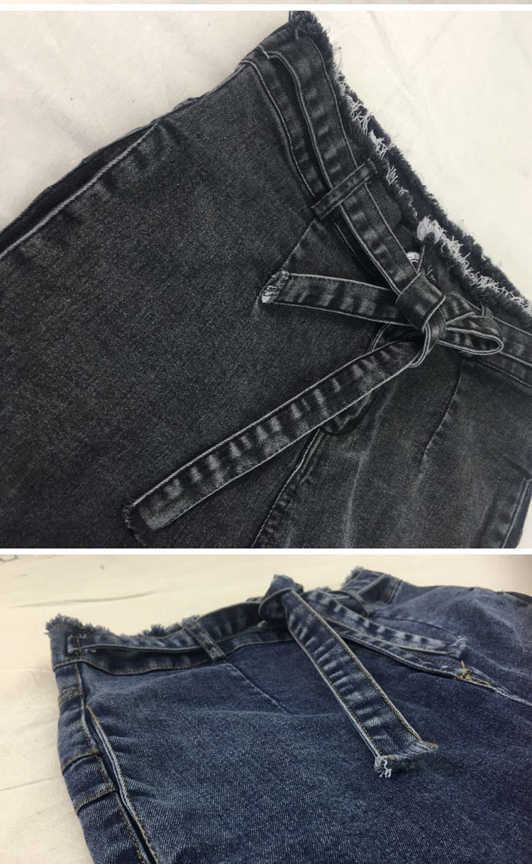Fringe Hem Denim Jeans – Women’s Boho Frayed Straight Leg Jeans