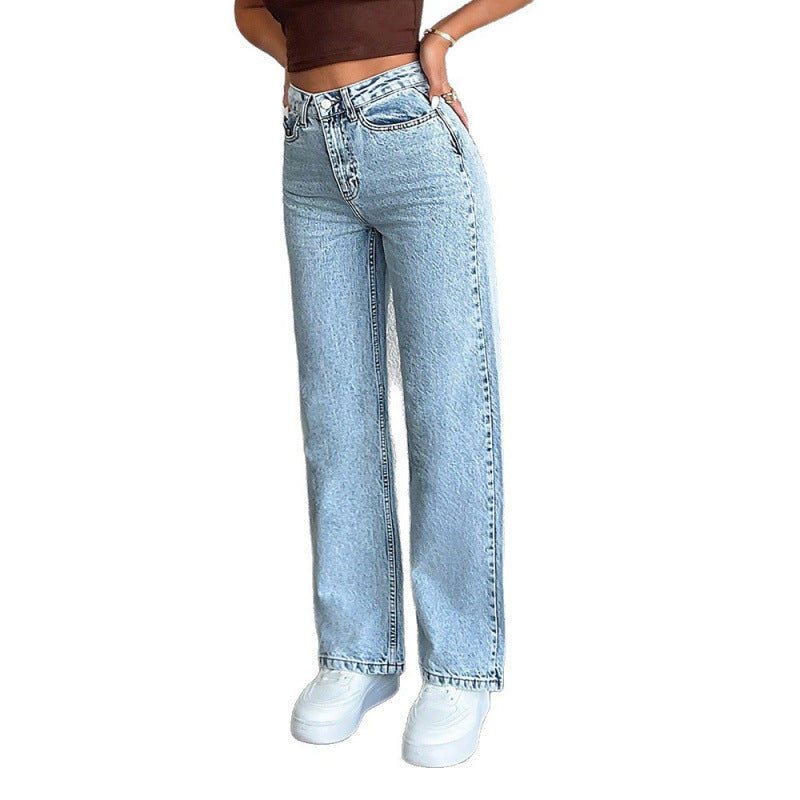 Women's S-XL & Plus Size Loose Fit Straight Leg Denim Jeans