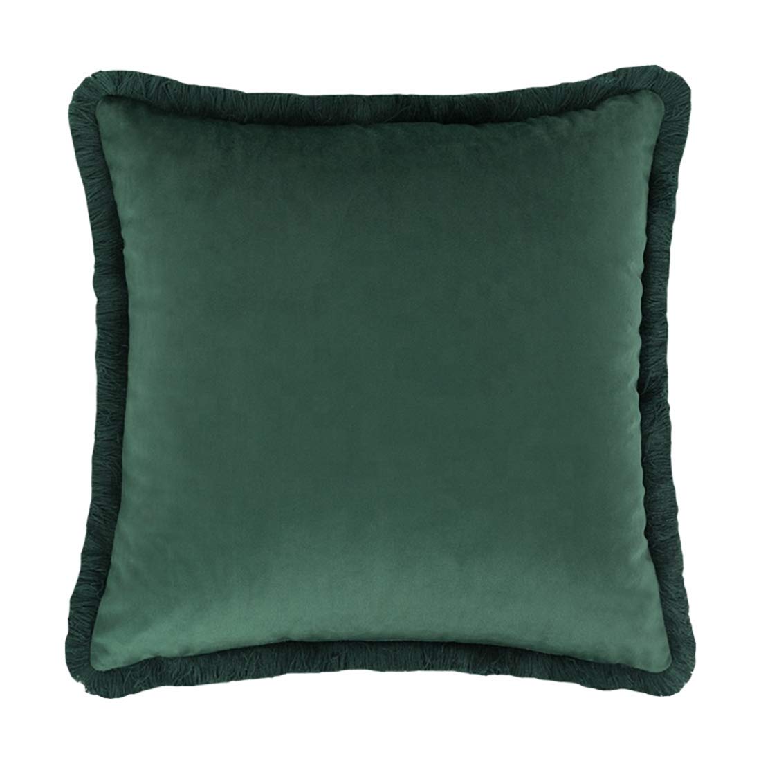 Contemporary Velvet Fringed Solid Decorative Throw Pillow 17" W x 17" L
