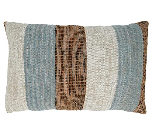 Woven Color Block Stripe Decorative Cotton Lumbar Throw Pillow 16" W x 24" L