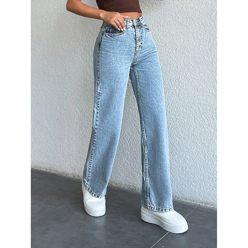 Women's S-XL & Plus Size Loose Fit Straight Leg Denim Jeans