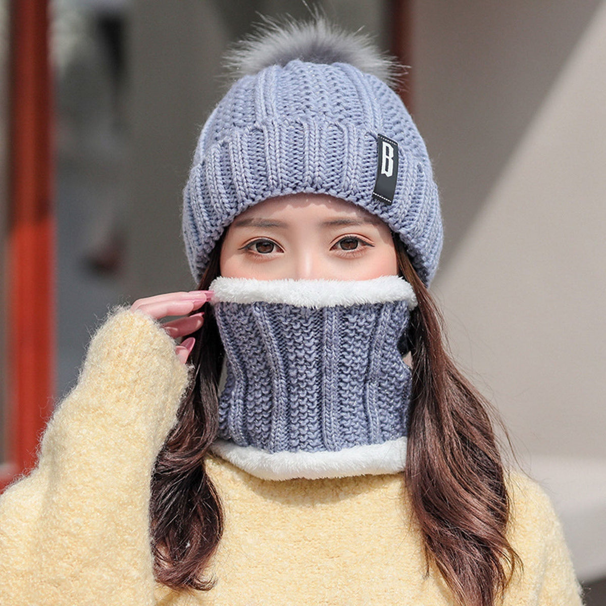 Winter Beanie Hat Scarf Set with Neck Warmer