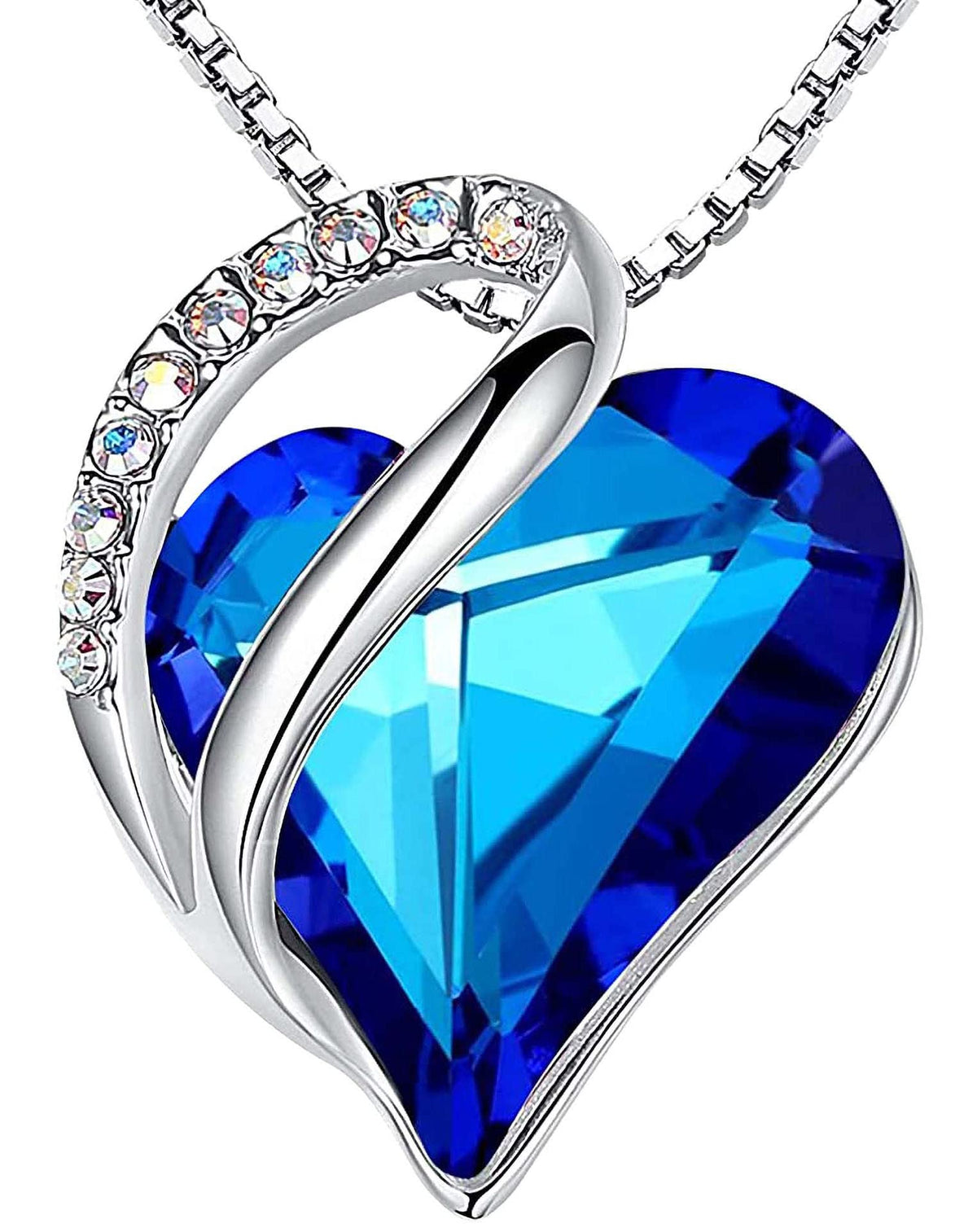 Infinity Love Birthstone Heart Necklace - 18K White Gold Plated Crystal Pendant Gift for Women