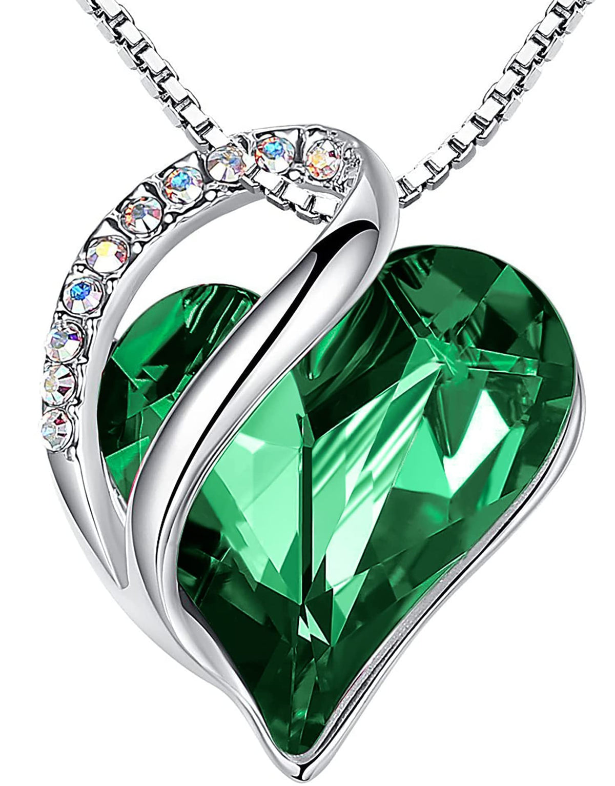 Infinity Love Birthstone Heart Necklace - 18K White Gold Plated Crystal Pendant Gift for Women