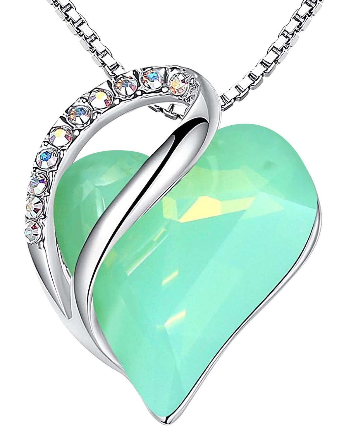 Infinity Love Birthstone Heart Necklace - 18K White Gold Plated Crystal Pendant Gift for Women