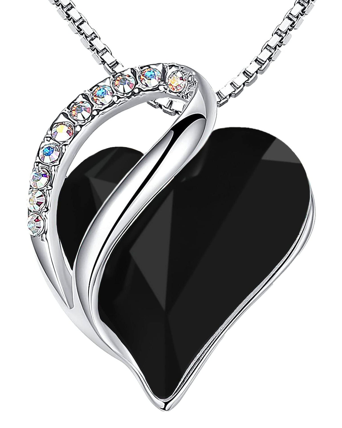 Infinity Love Birthstone Heart Necklace - 18K White Gold Plated Crystal Pendant Gift for Women