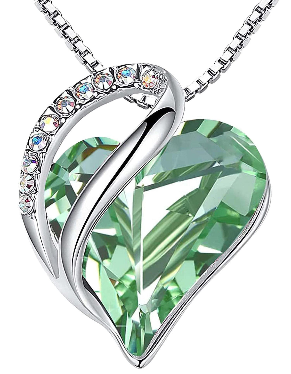 Infinity Love Birthstone Heart Necklace - 18K White Gold Plated Crystal Pendant Gift for Women