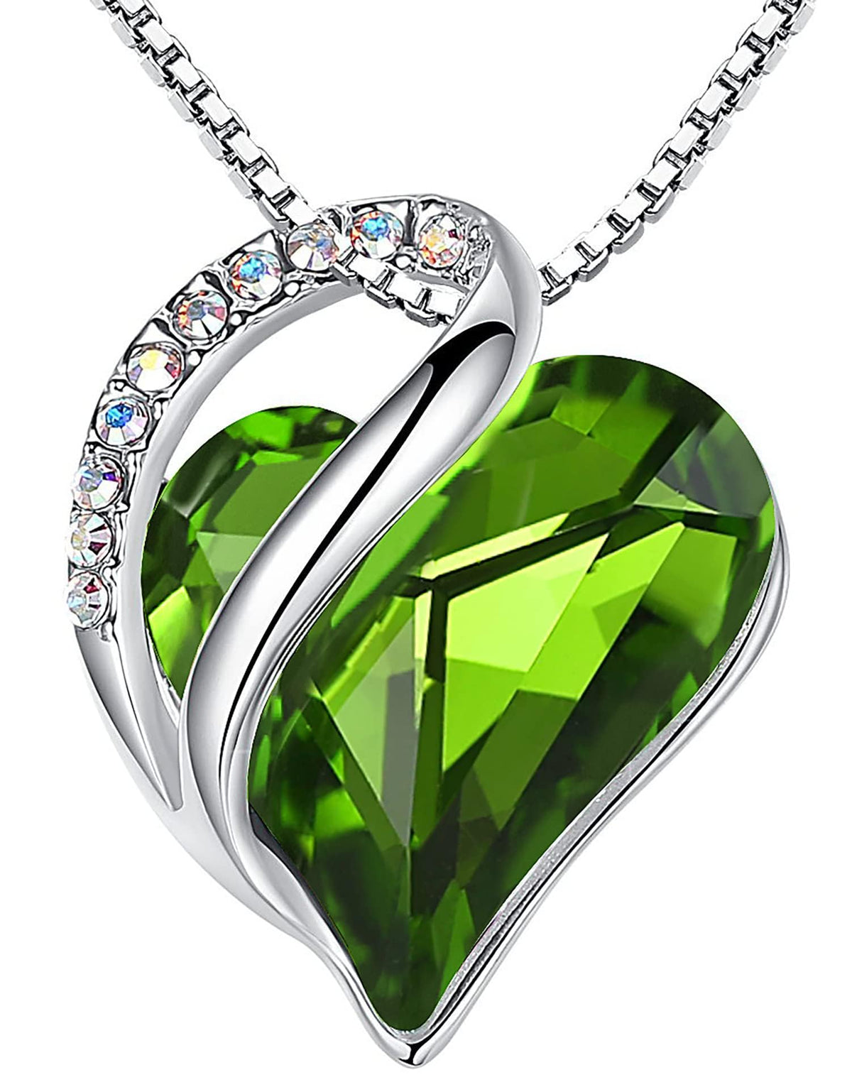 Infinity Love Birthstone Heart Necklace - 18K White Gold Plated Crystal Pendant Gift for Women