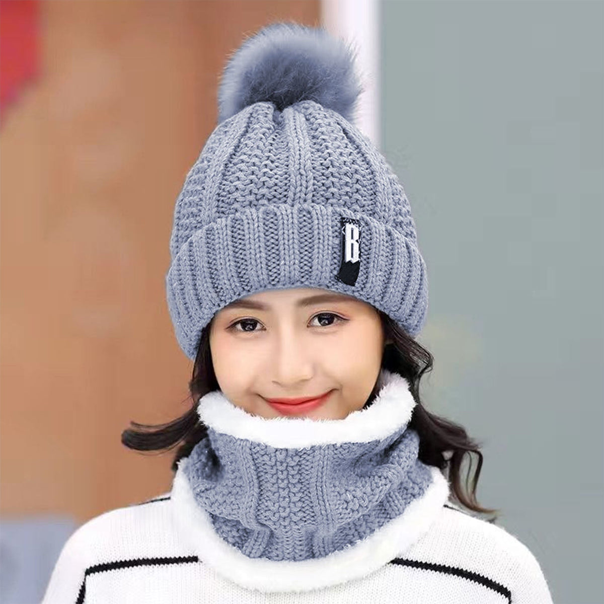 Winter Beanie Hat Scarf Set with Neck Warmer