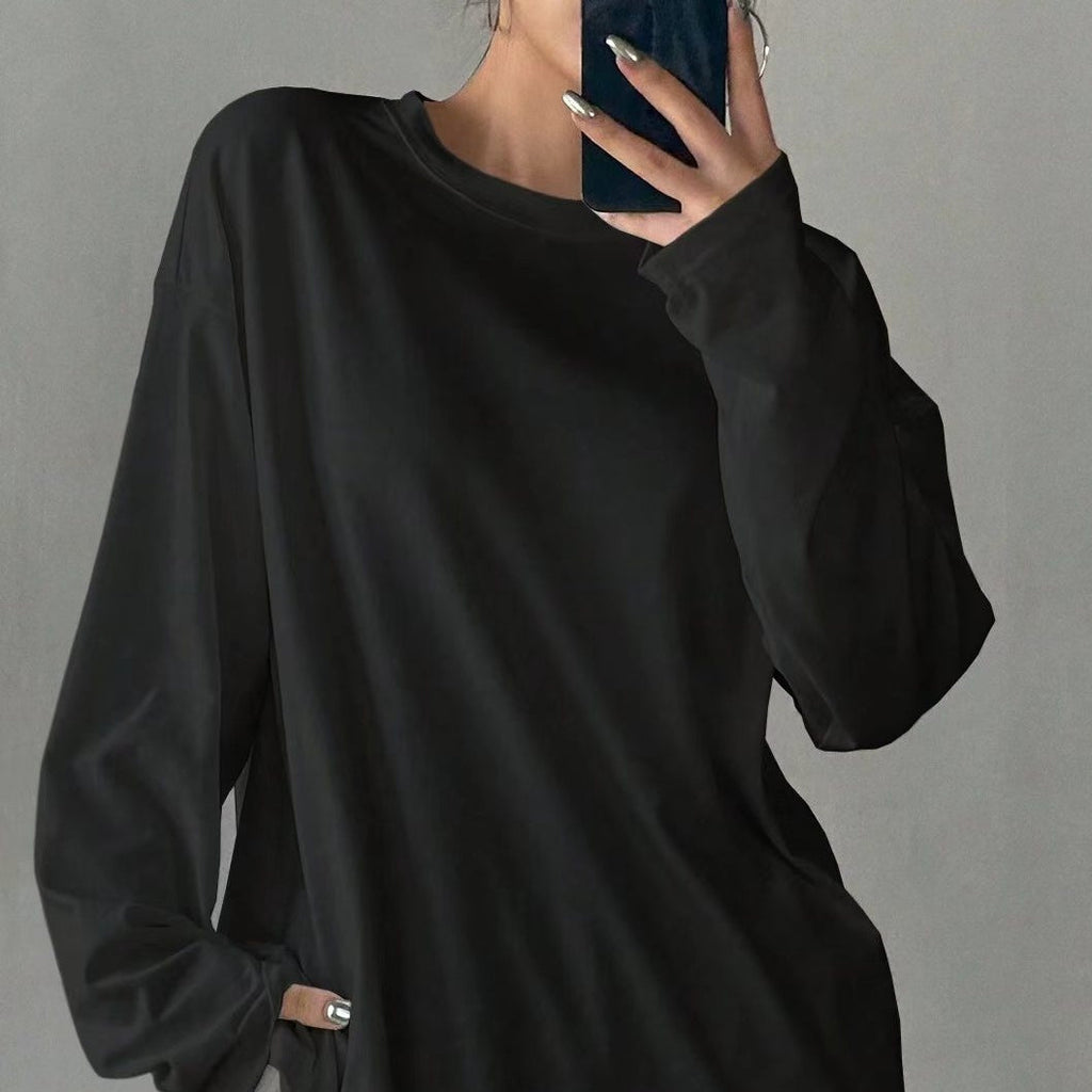 Round Neck Long Sleeve Women's T-shirt Top