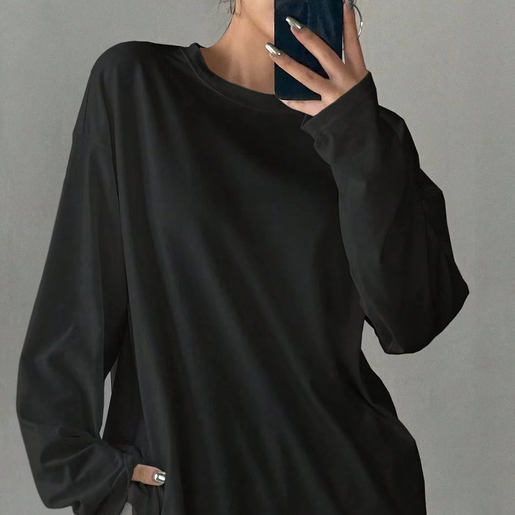 Round Neck Long Sleeve Women's T-shirt Top