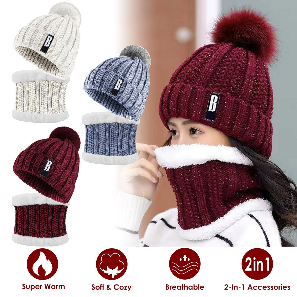 Winter Beanie Hat Scarf Set with Neck Warmer