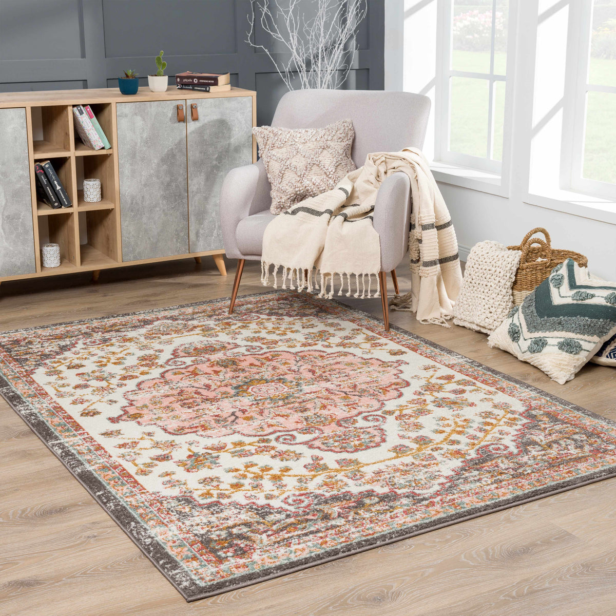 Turkish Floral Medallion Area Rug