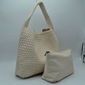 Woven Slouchy Shoulder Bag with Matching Zipper Pouch Set