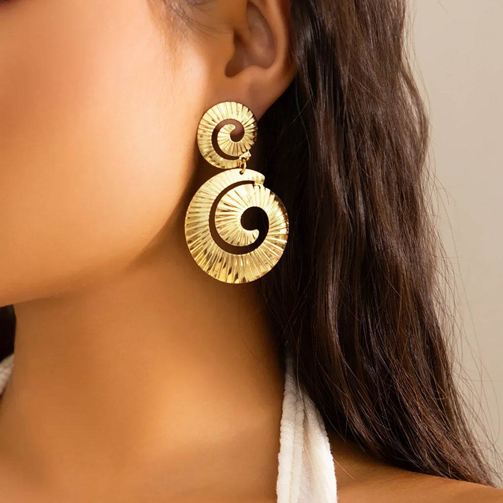 Exaggerated Hollowed Out Round Pendant Earrings