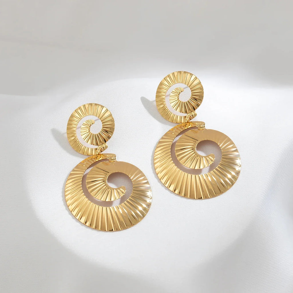 Exaggerated Hollowed Out Round Pendant Earrings
