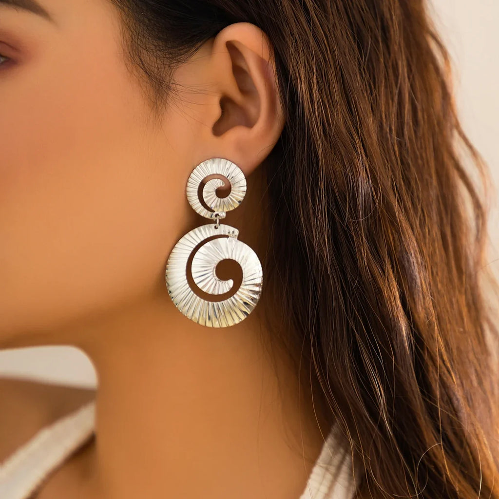 Exaggerated Hollowed Out Round Pendant Earrings