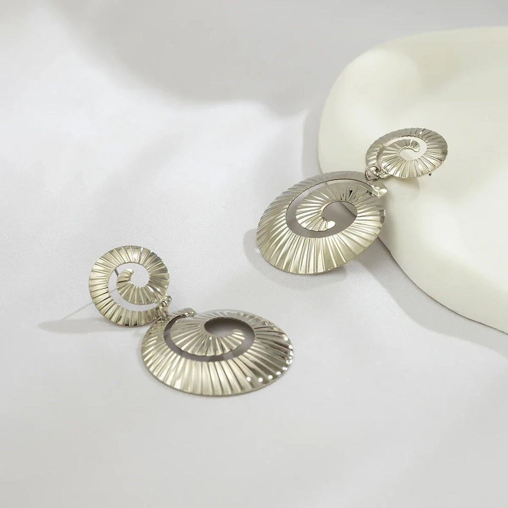 Exaggerated Hollowed Out Round Pendant Earrings