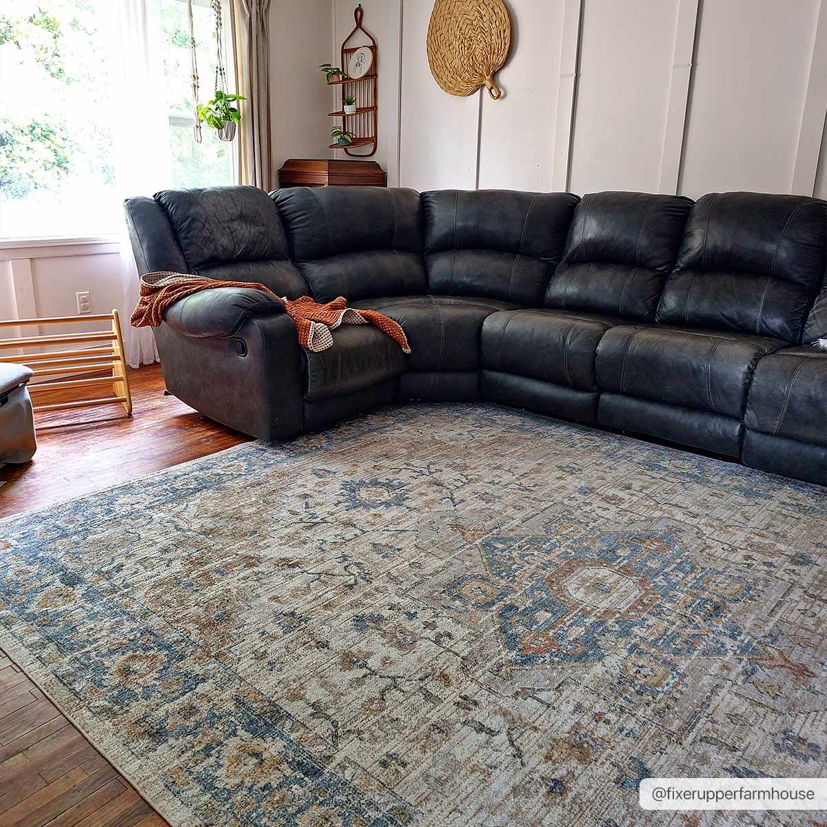 Turkish Cream and blue Washable Area Rug