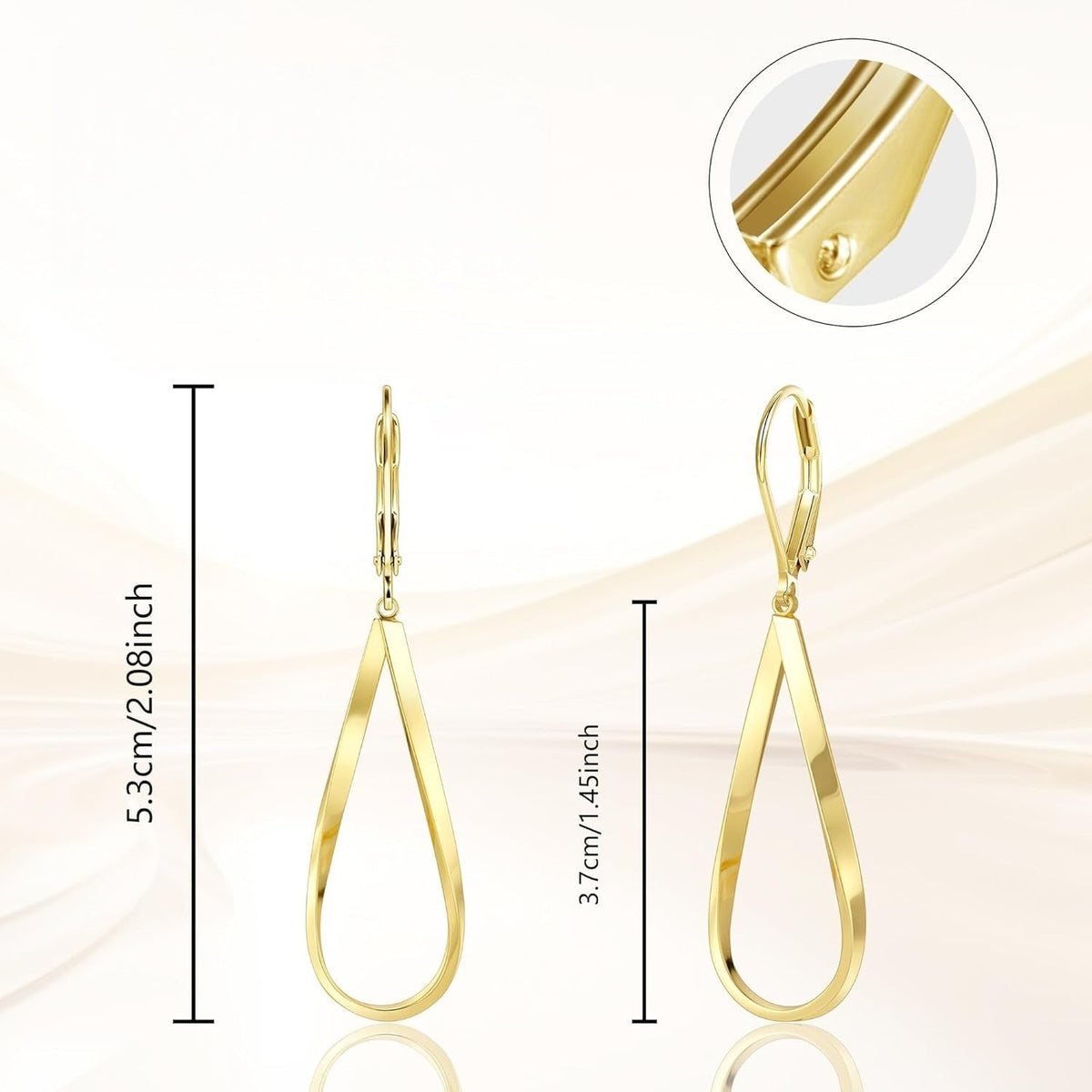 Hypoallergenic Leverback Drop Dangle Earrings Trendy 14K Gold Plated