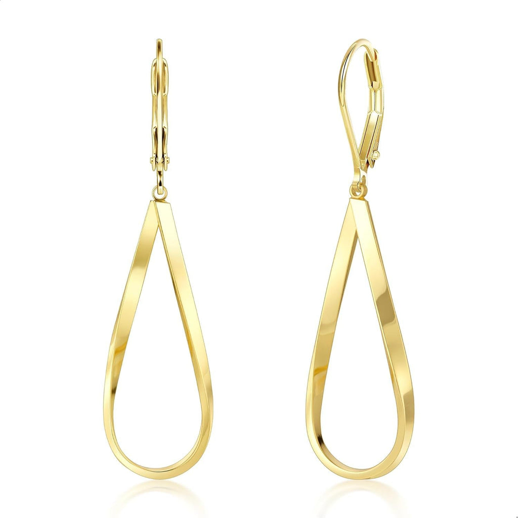 Hypoallergenic Leverback Drop Dangle Earrings Trendy 14K Gold Plated