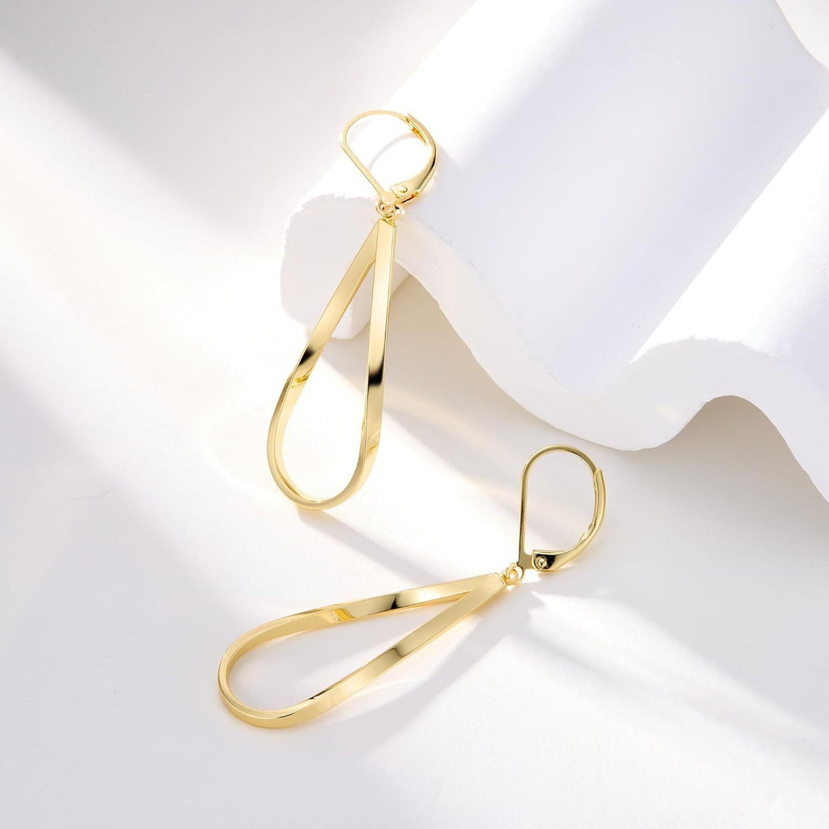 Hypoallergenic Leverback Drop Dangle Earrings Trendy 14K Gold Plated