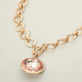 Bold Oval Gemstone Pendant Brushed Metal Chunky Chain Toggle Necklace