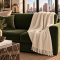 Handloomed Alpaca Bouclé Ivory Throw Blanket From Peru