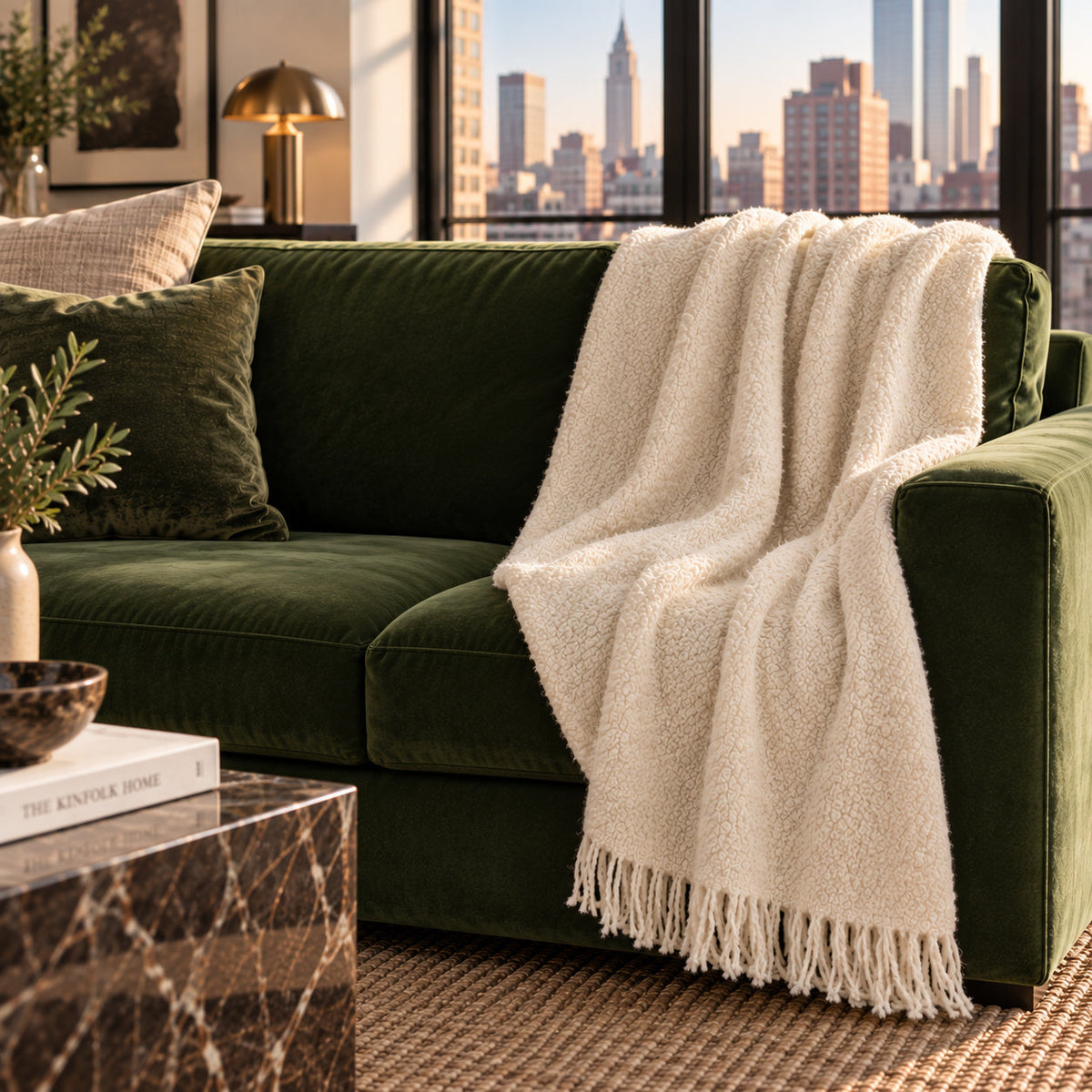 Handloomed Alpaca Bouclé Ivory Throw Blanket From Peru