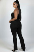 Plus Size Women’s Ribbed High-waist Flare Pants Set