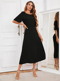 Chic Round Neck Cutout Half Sleeve Dress for Women