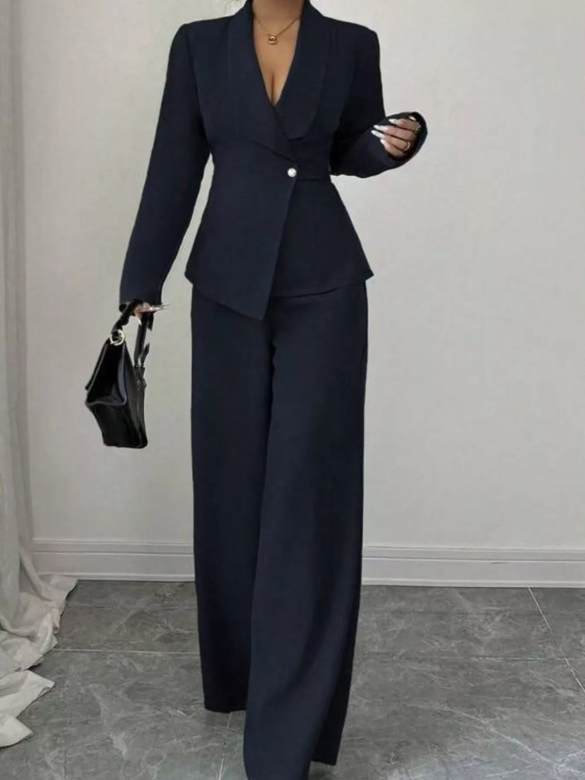 One Button Blazer and Pants Set