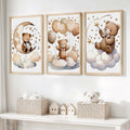 Bear Wall Art Nursery – Moon, Balloons & Magic Stars (Set of 3)