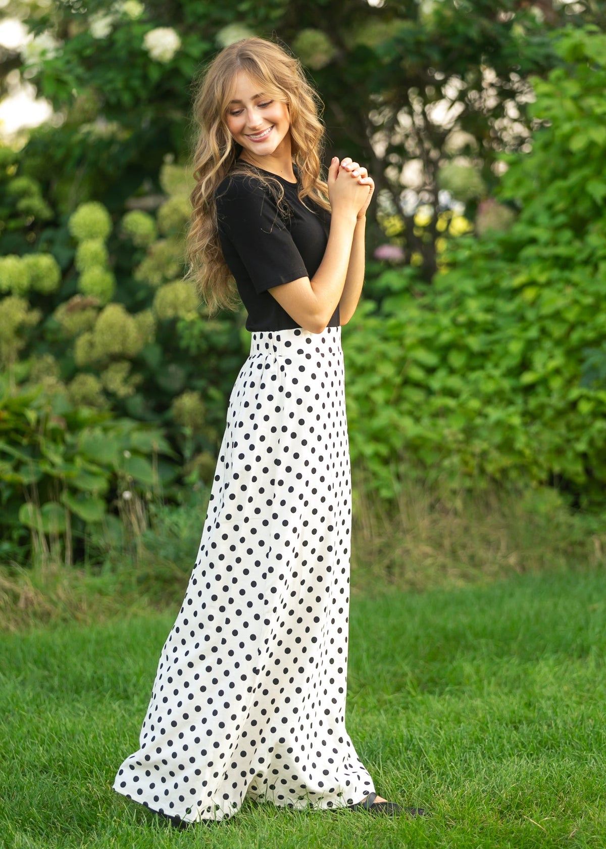 Braylyn Polka Dot Maxi Skirt