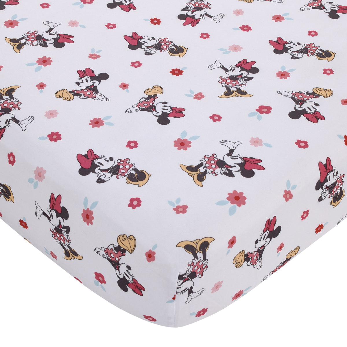 Minnie Mouse Hello Gorgeous Pink and White Floral 3 Piece Nursery Crib Bedding Set - Comforter, Fitted Crib Sheet, and Printed Blanket