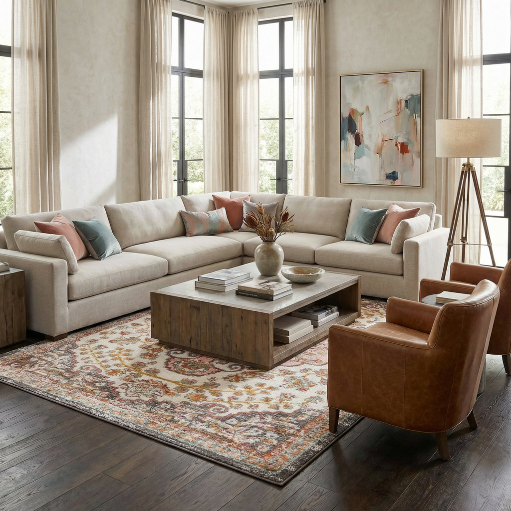 Turkish Floral Medallion Area Rug
